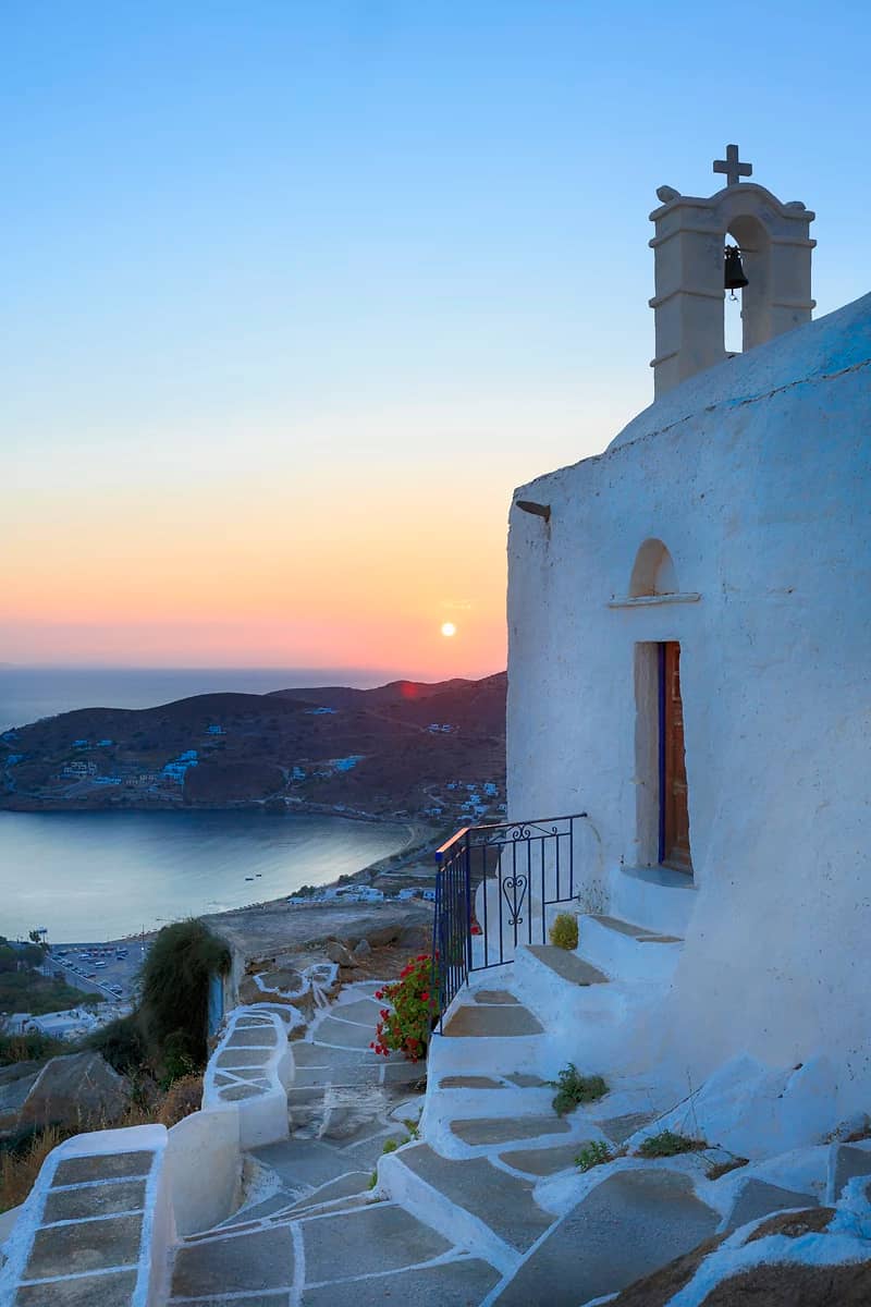 Coucher de soleil sur l''Ile d'Ios, Cyclades, Grèce