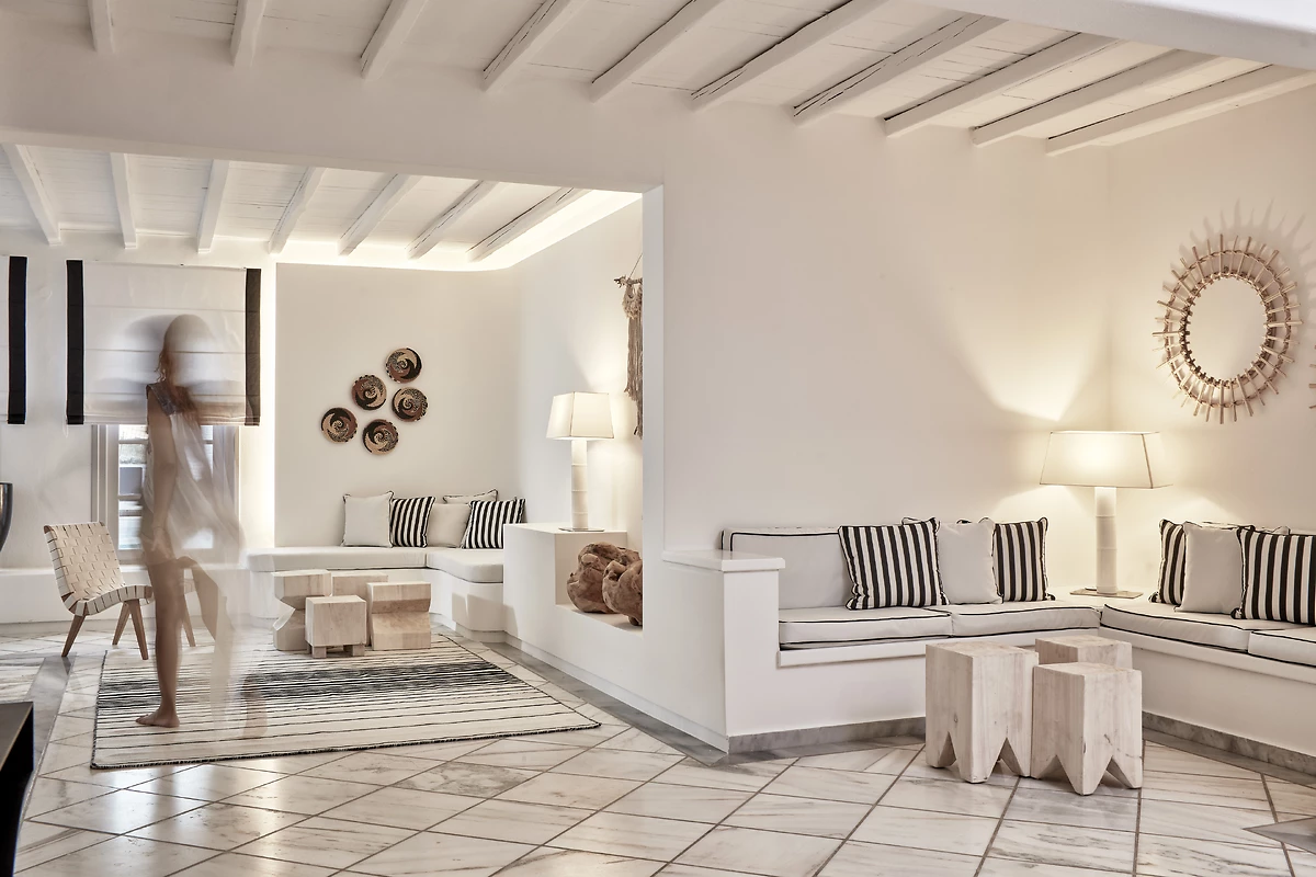 Lobby, Mr & Mrs White Hotel, Paros, Grèce.