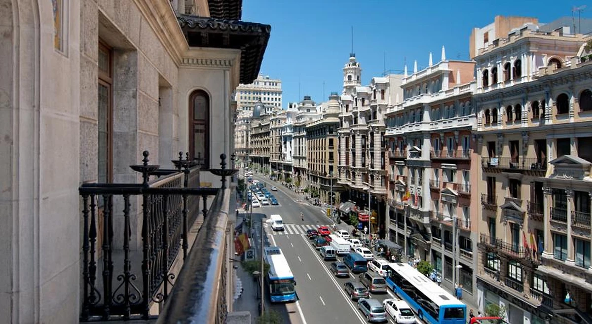 Vue balcon, Hôtel Catalonia Gran Via, Madrid, Espagne