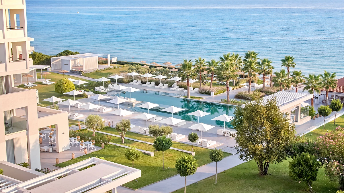 Vue sur la piscine de l'hôtel, Domes Noruz Kassandra
