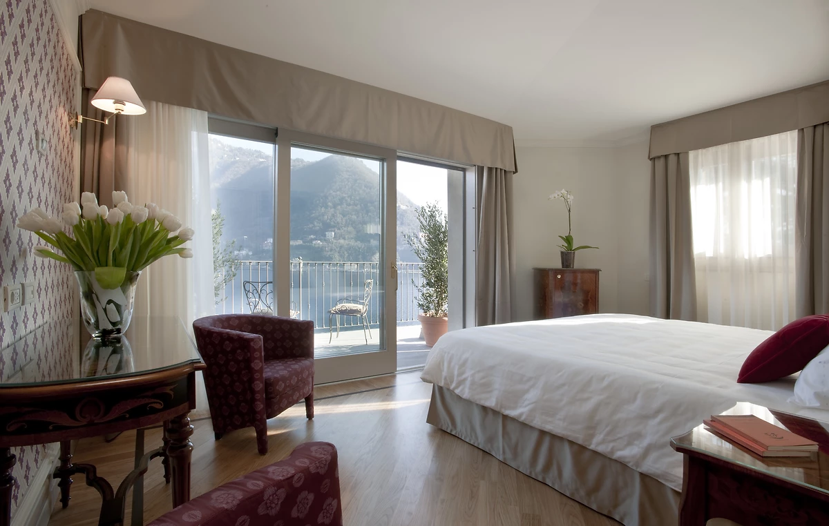 Chambre supérieure, hôtel Villa Flori, Côme, Lombardie, Italie
