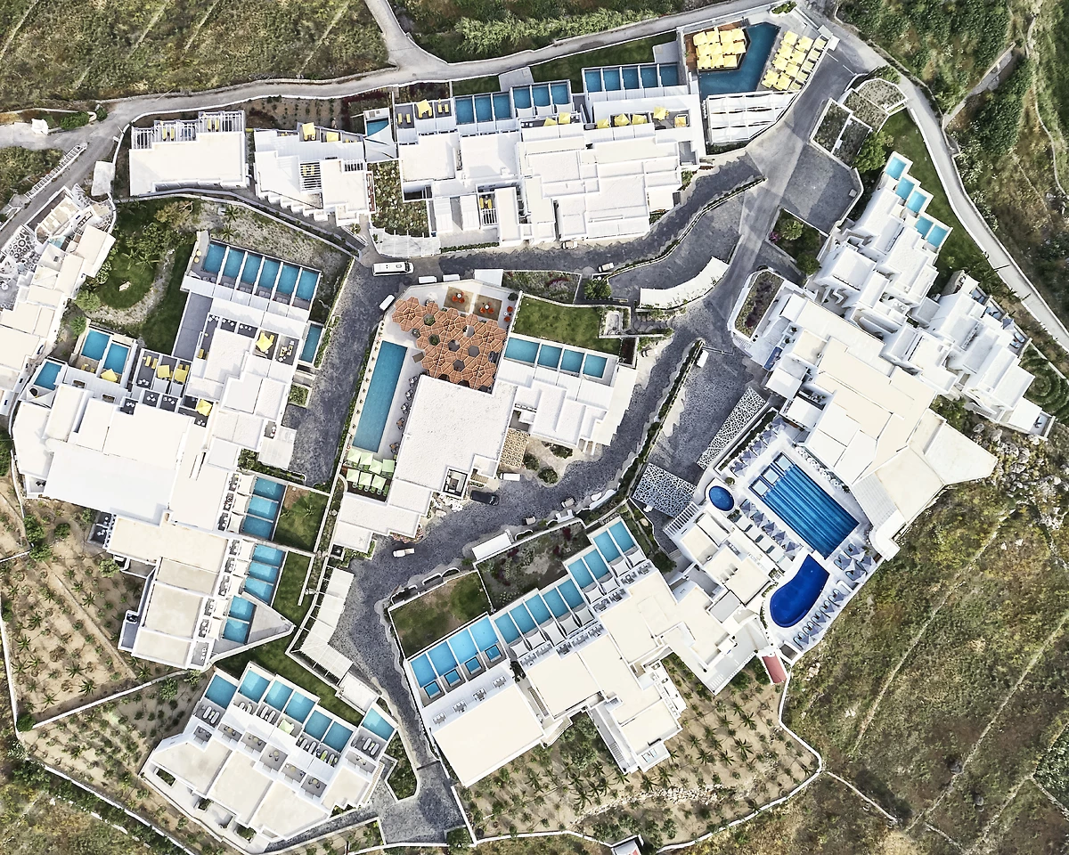 Vue aérienne du domaine, Myconian Kyma, Mykonos, Grèce