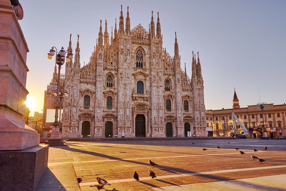 Lever de soleil, Cathédrale, Milan, Italie