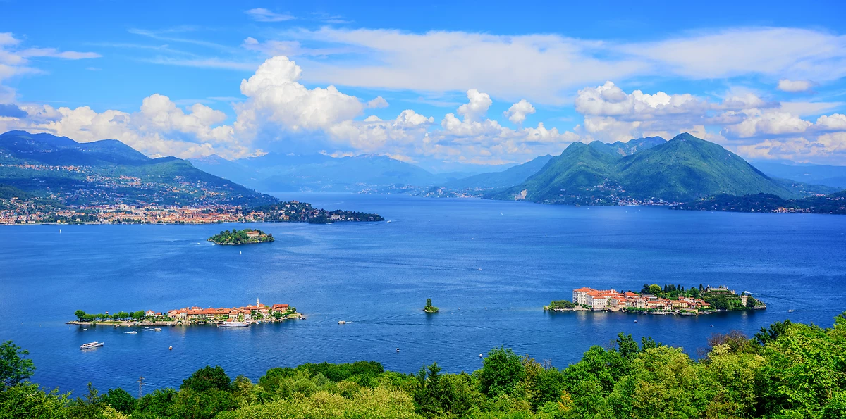 Vue aérienne, Lac Majeur, Lombardie