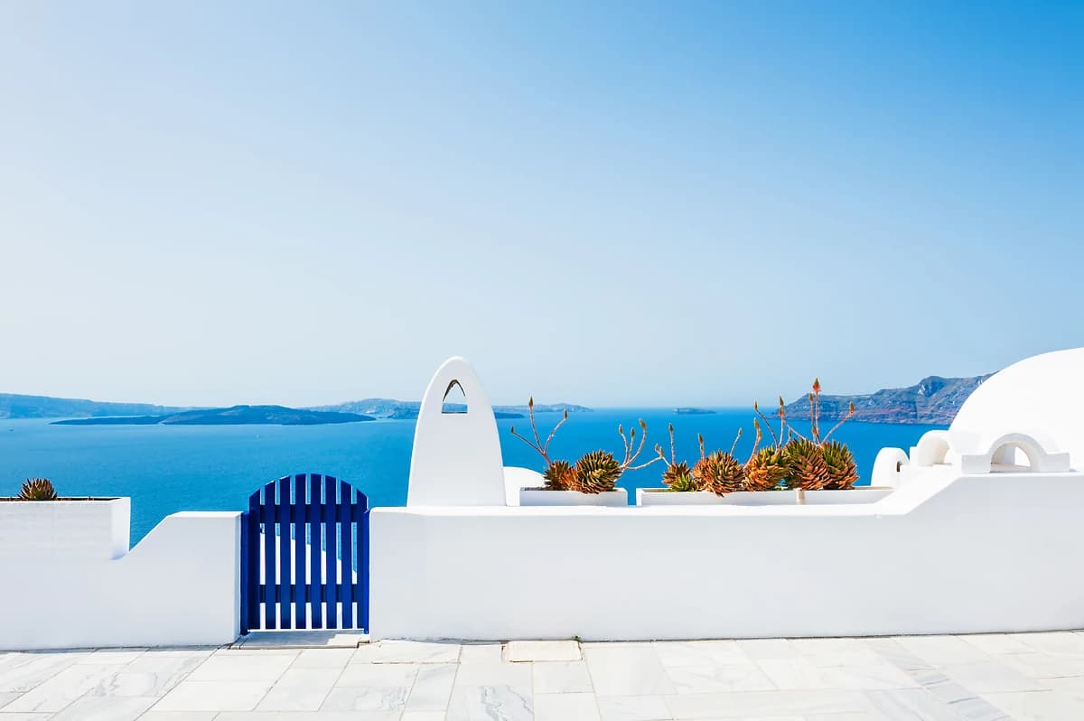 Architecture (blanc et bleu), Santorin, Cyclades, Grèce