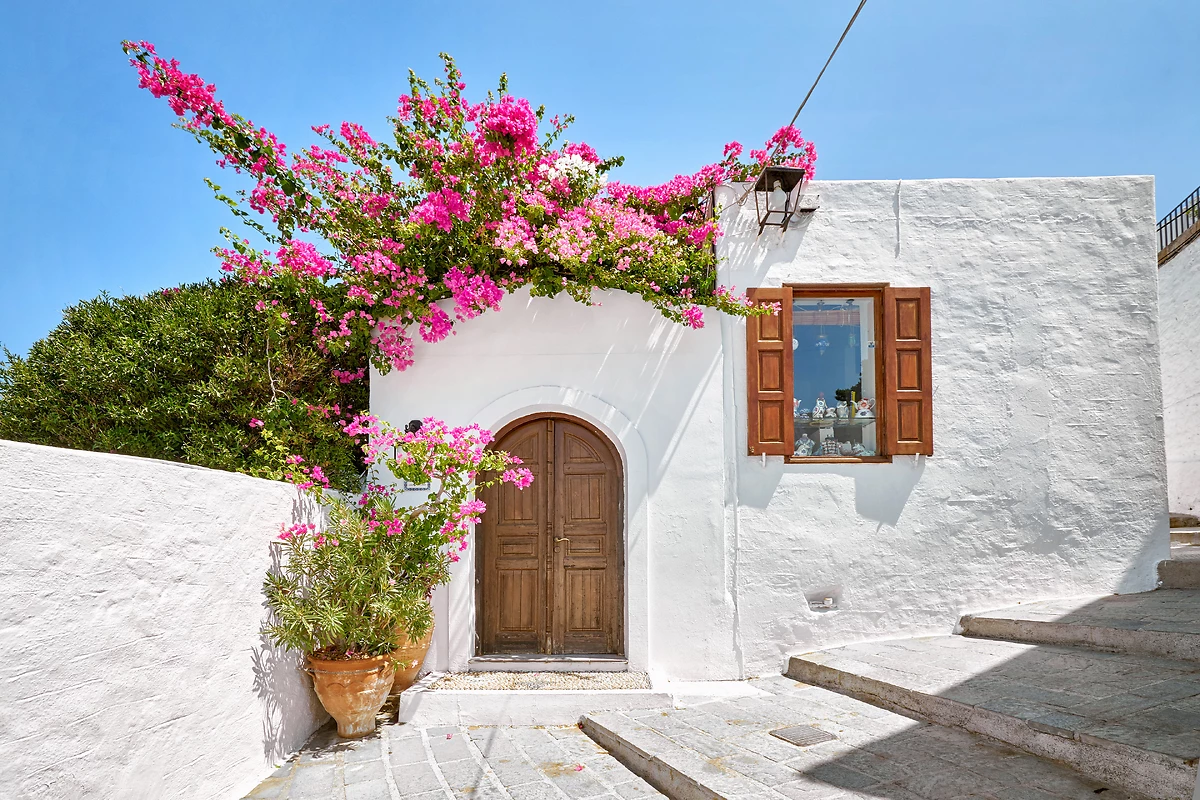 Maison traditionnelle (blanche), Lindos, Rhodes