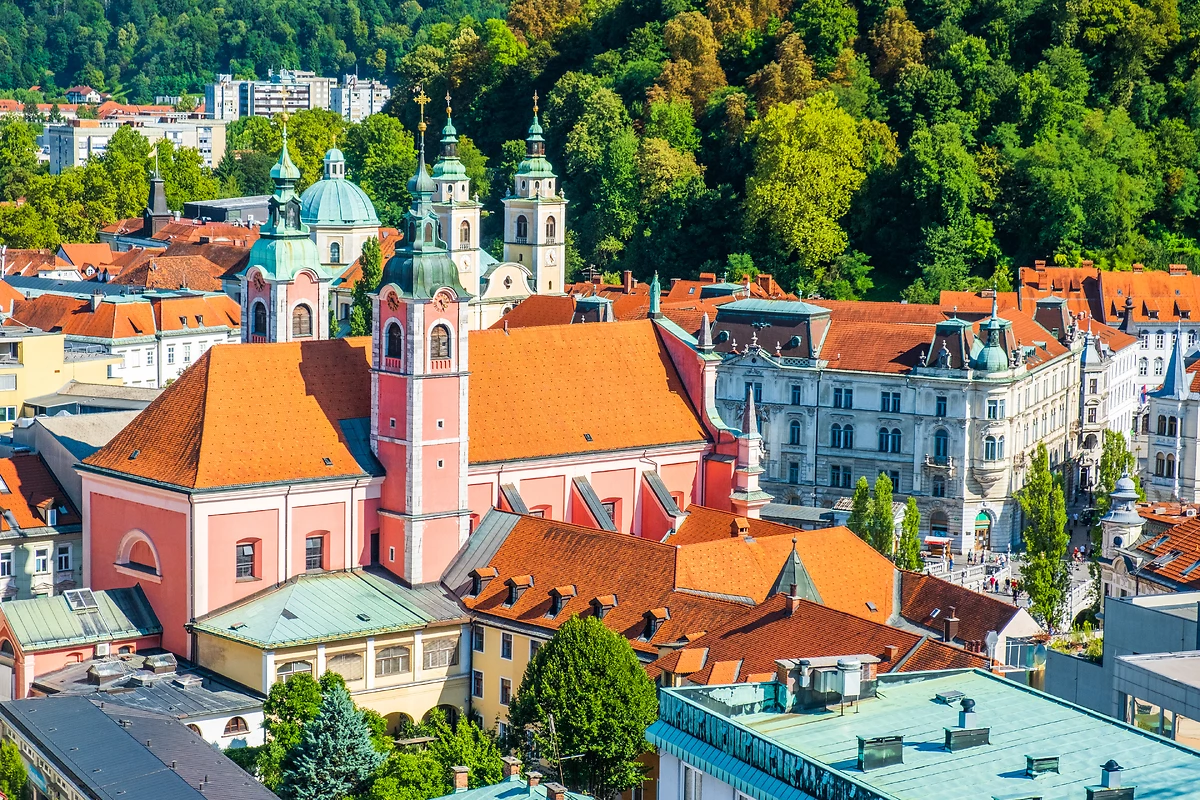Vue aérienne du centre de Ljubljana, Slovénie