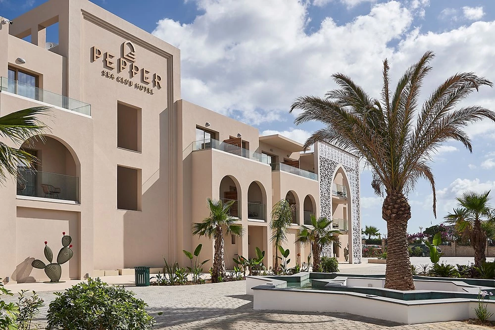 Entrée de l'hôtel, Pepper Sea Club Hotel, Crète, Grèce