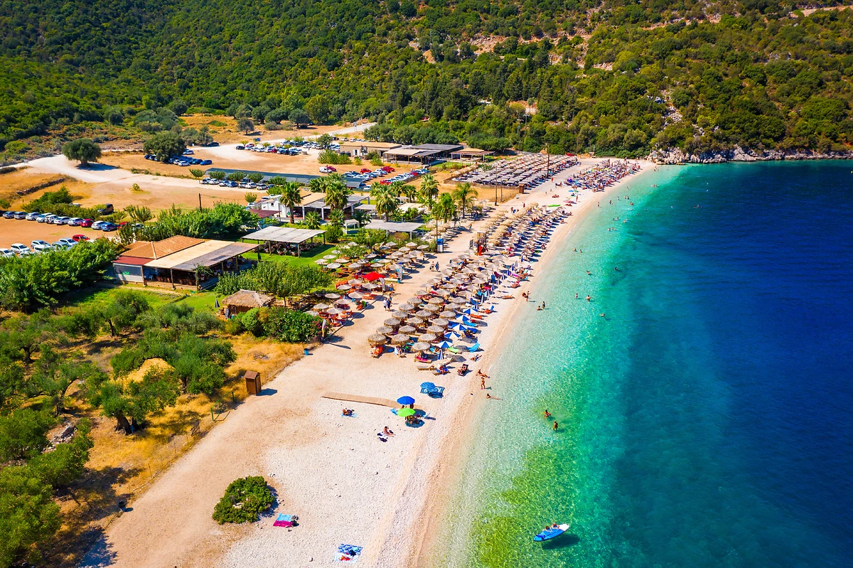 Plage d'Antisamos, Céphalonie, Îles Ioniennes, Grèce