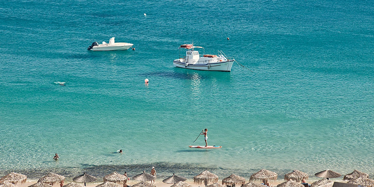 Stand up paddle, Myconian Ambassador Relais & Châteaux, Mykonos, Grèce