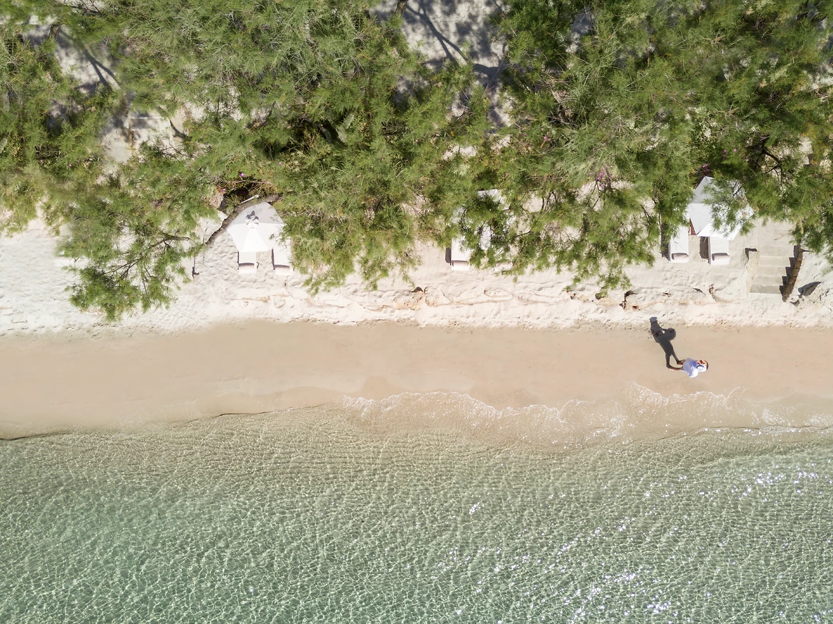 Vue aérienne de la plage de l'hôtel, Sani Club