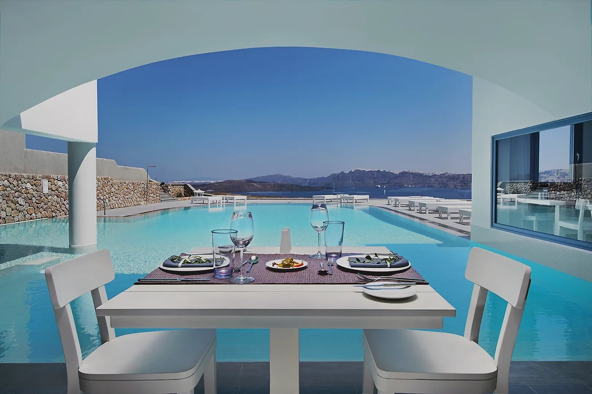 Restaurant, Acroterra Rosa, Santorin, Grèce