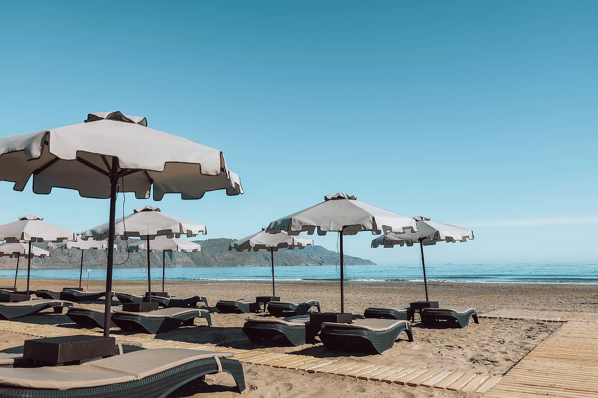 Plage de l'hôtel, Eliros Mare Hotel, Crète, Grèce