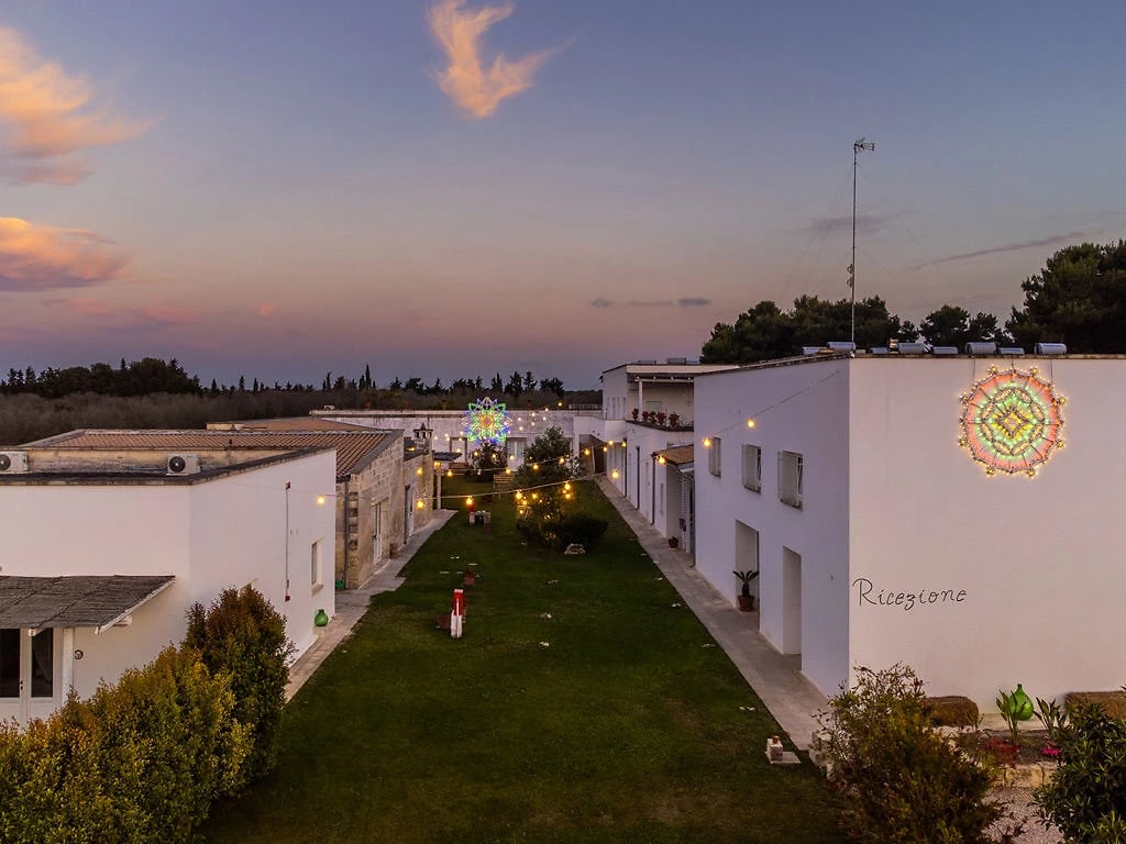 Vue extérieure, Masseria Rauccio, Pouilles, Italie