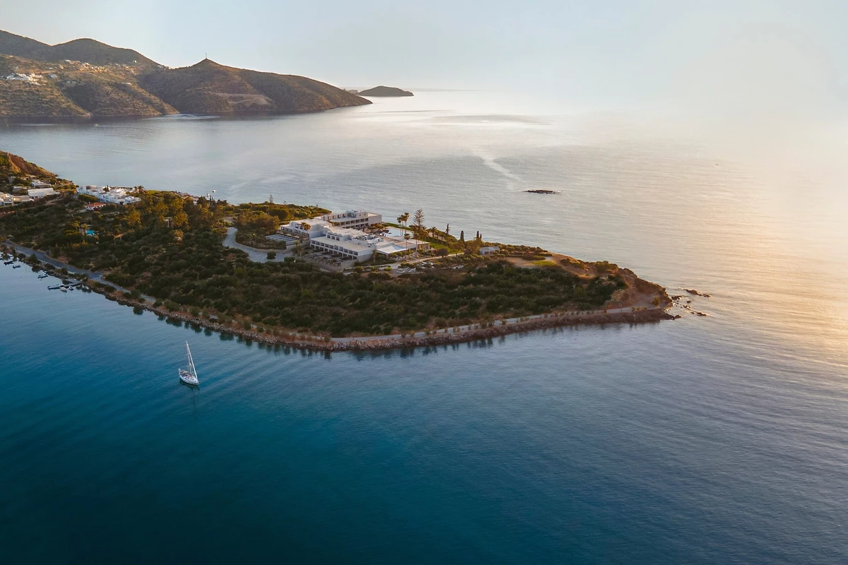 Vue aérienne de l'hôtel, Minos Palace Hotel & Suites, Crète, Grèce