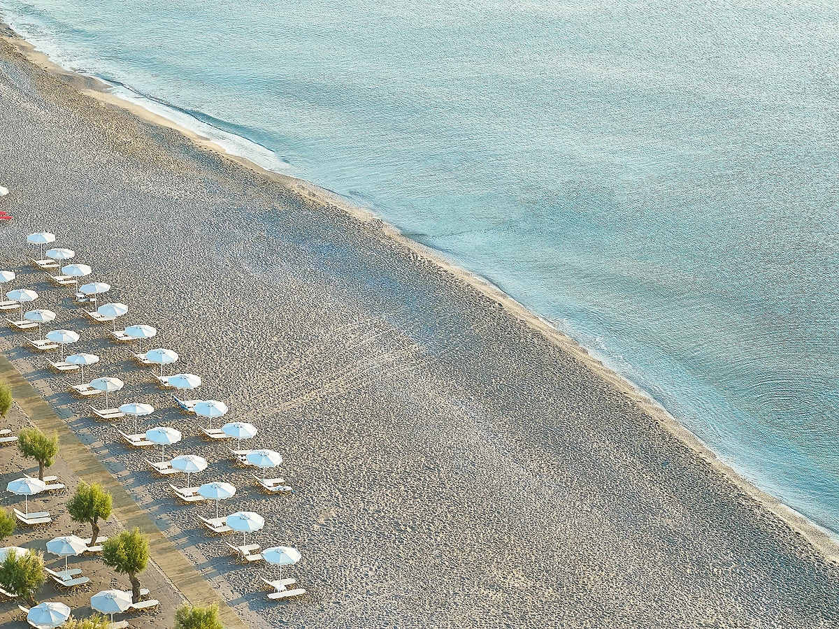 Plage, Grecotel LUXME Dama Dama, île du Dodécanèse, Grêce