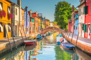 Maisons colorées, île de Burano, Venise, Vénétie