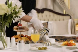 Petit-déjeuner servi au restaurant de l'hôtel, Albergo San Marco, Venise, Italie